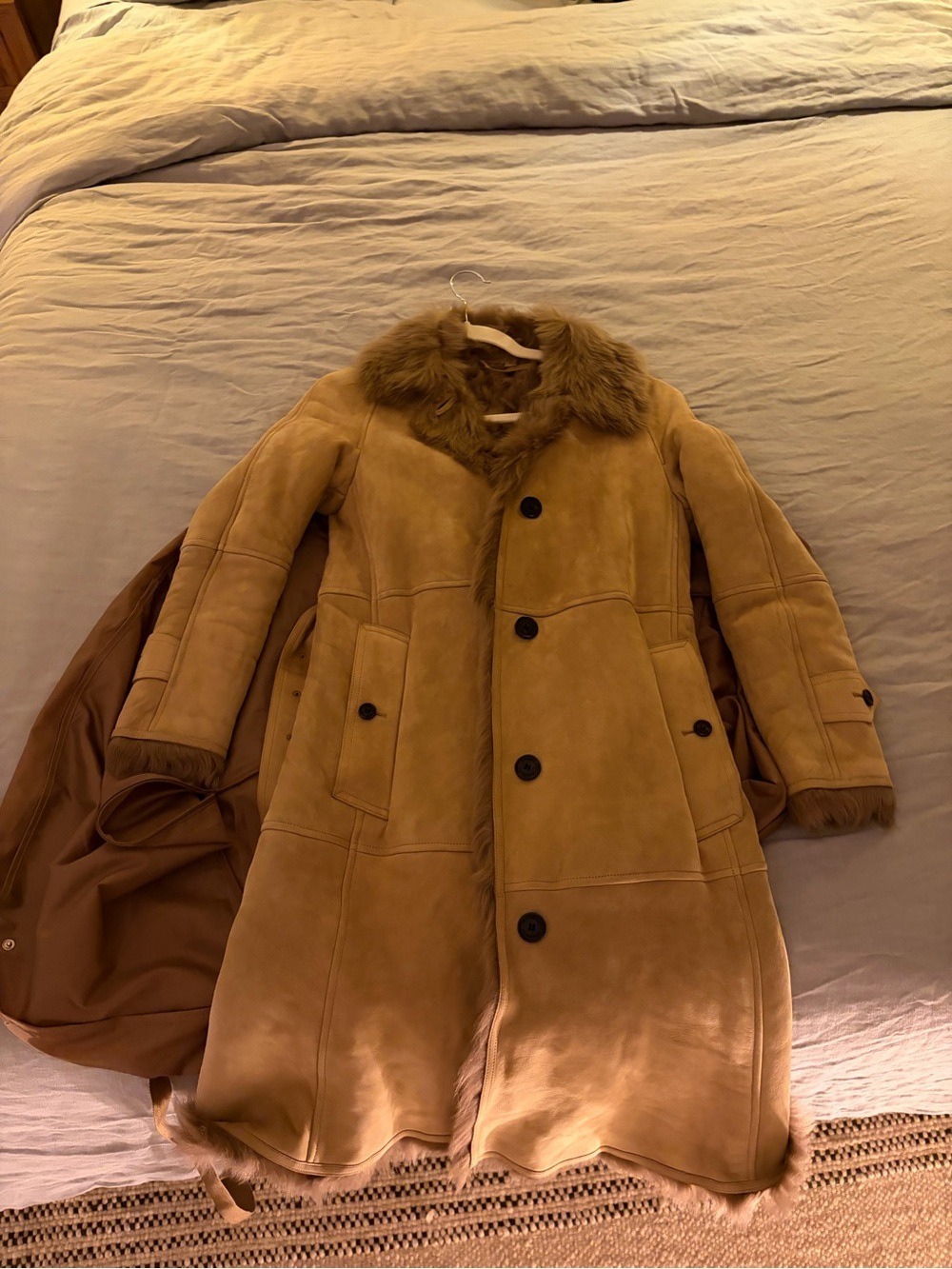 Burberry London Camel Lamb Shearling Long Coat US 2 Made in Italy - Picture 7 of 16